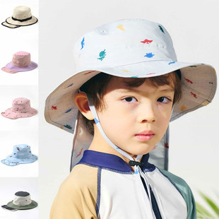日本 apreslescours 2025夏儿童海边沙滩帽防紫外线UV遮阳渔夫帽