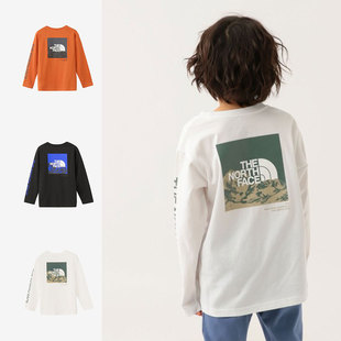 T恤 日本北面the north face 2025春秋儿童铅笔画素描富士雪山长袖