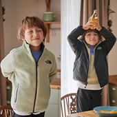 face 韩国北面the north 2024秋儿童防水外套两面羊羔绒棉服夹克