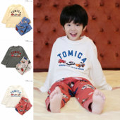 BREEZE 2026春儿童长袖 T恤长裤 日本多美卡小汽车 家居服睡衣套装