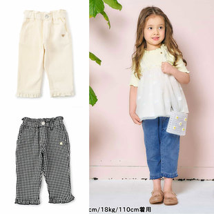 日本 apreslescours 2025夏女童裤百褶花边轻薄透气7分运动休闲裤