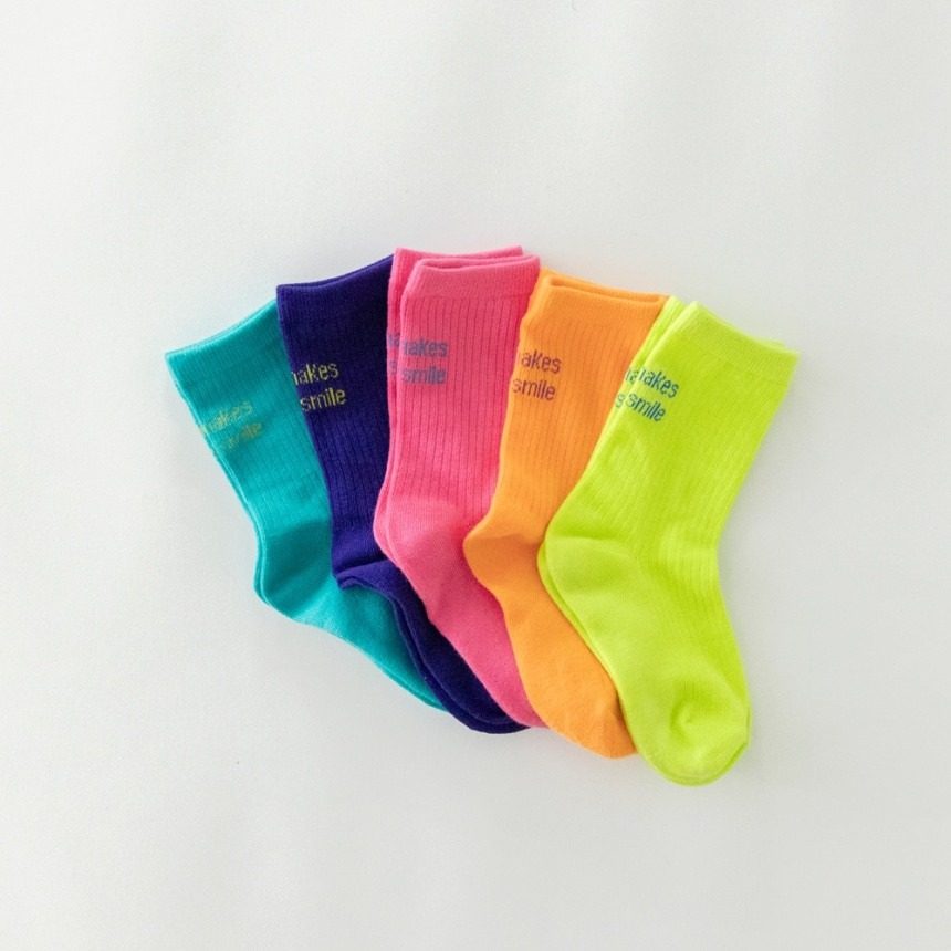 日本 branshes 2026春夏儿童袜糖果色中筒彩色字母袜抗菌运动袜子