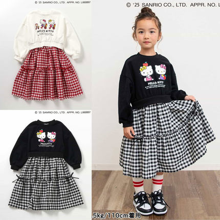 日本凯蒂猫 breeze 2026春女童hello kitty 拼接长袖卫衣裙连衣裙