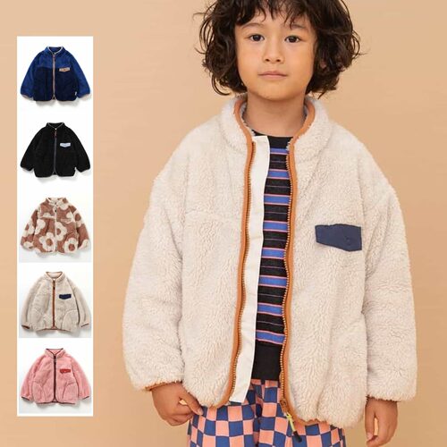 日本 BREEZE 2026冬儿童珊瑚绒撞色拉链加厚保暖拼色立领棉服夹克