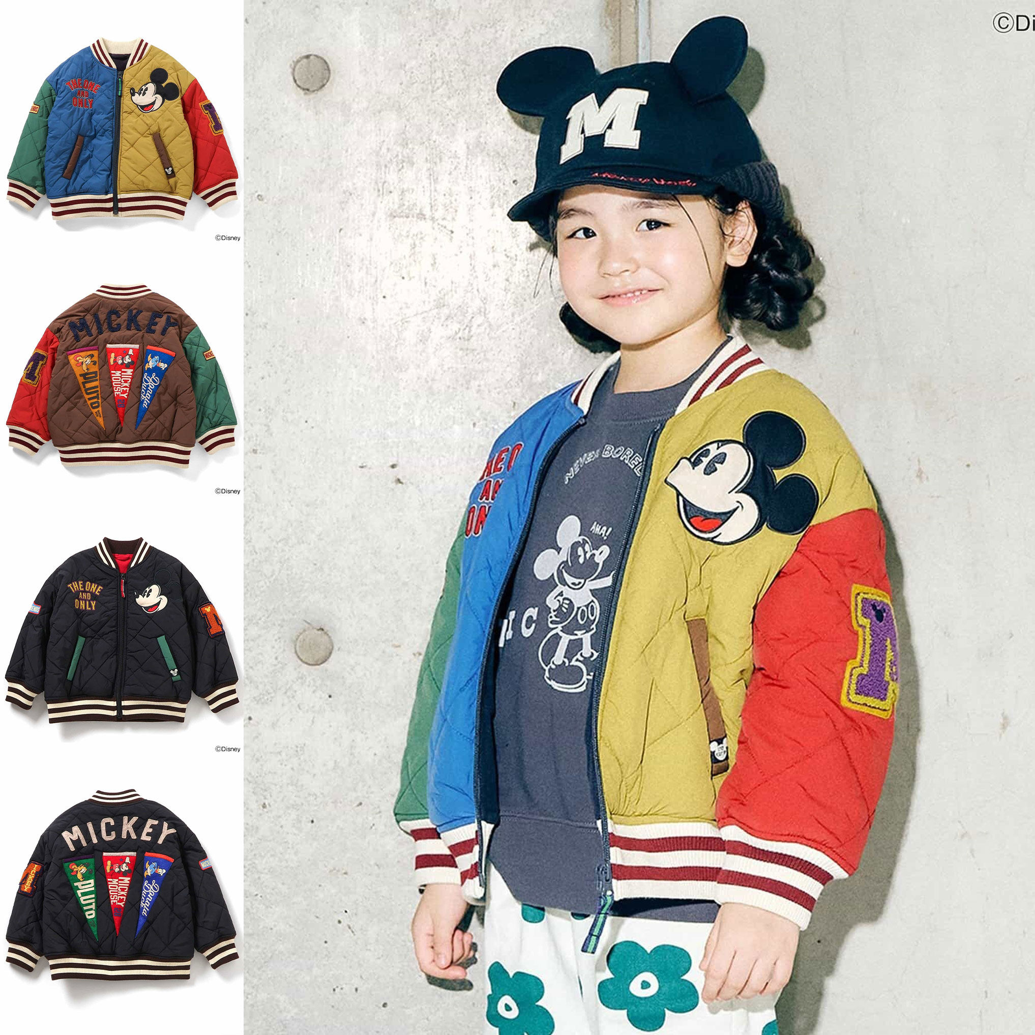 日本迪士尼 F.O.KIDS 2025冬儿童亲子装刺绣旗子保暖棉服机车夹克