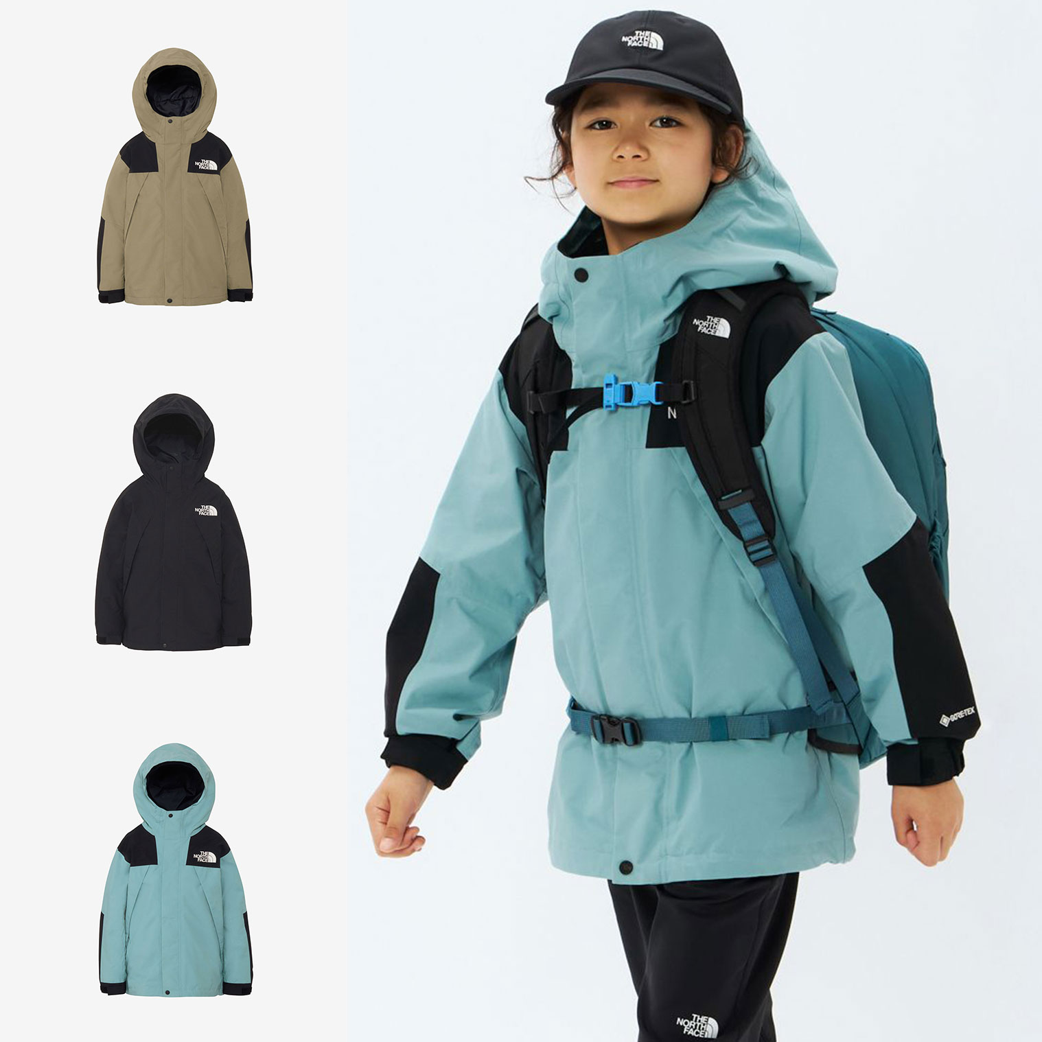 日本北面 the north face GORE-TEX 2025儿童连帽防水硬壳冲锋衣