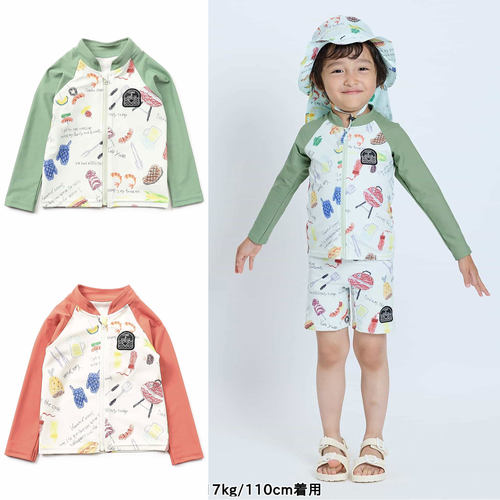 日本 bitz 2025夏男童装海边拼色防晒防紫外线90%速干泳衣冲浪衣