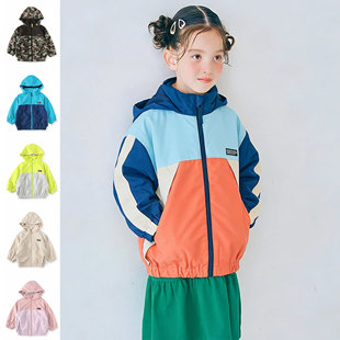 日本 2026春儿童拼色连帽防水防晒夹克风衣拉链软壳冲锋衣 BREEZE