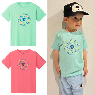 日本美山 montbell 2025夏儿童亲子小熊跳舞速干防UV短袖运动T恤