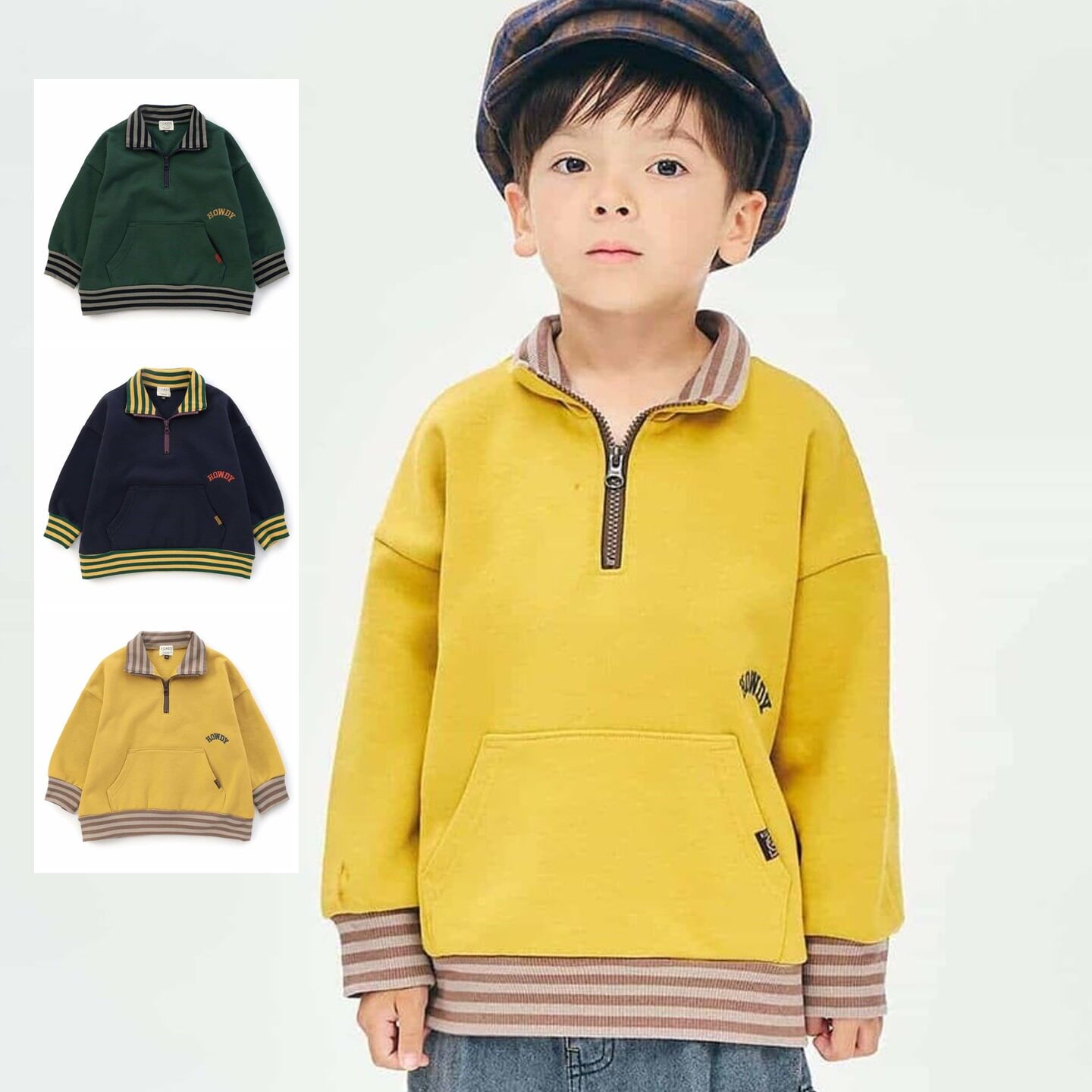 日本 FOKIDS 2026冬儿童装抓绒保暖撞色刺绣字母翻领运动卫衣夹克