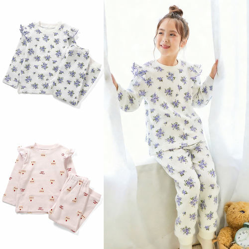 日本 apreslescours 2026春秋女童装蛋糕彩色碎花家居服睡衣套装