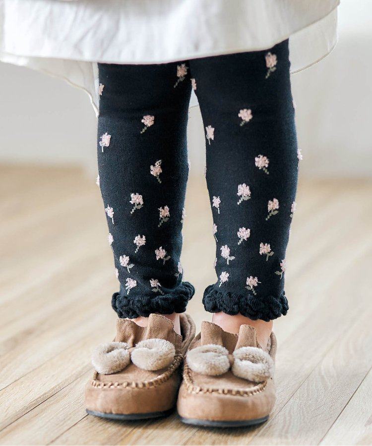 日本apreslescours 2022秋女童刺绣笑话针织纯棉打底裤靴裤连体袜