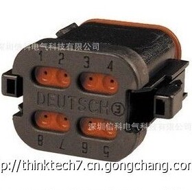 Deutsch德驰8芯母插头改良版 DT06-08SB-CE05 黑色