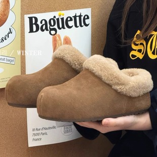 雪地靴子 加绒加厚保暖时尚 内增高羊毛磨砂皮勃肯鞋 女2025秋冬新款