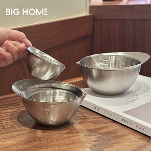 带刻度迷你备菜碗！1810不锈钢碗烘焙蛋糕打蛋盆厨房料理碗容量杯