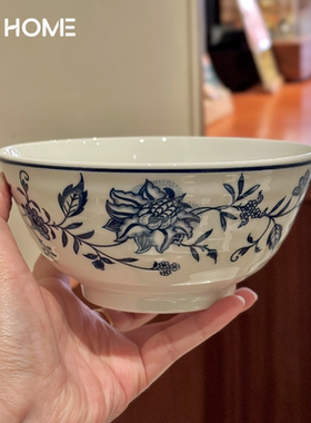 日式陶瓷面碗一人食6寸釉下彩吃面碗喝汤碗沙拉水果碗斗笠家用碗