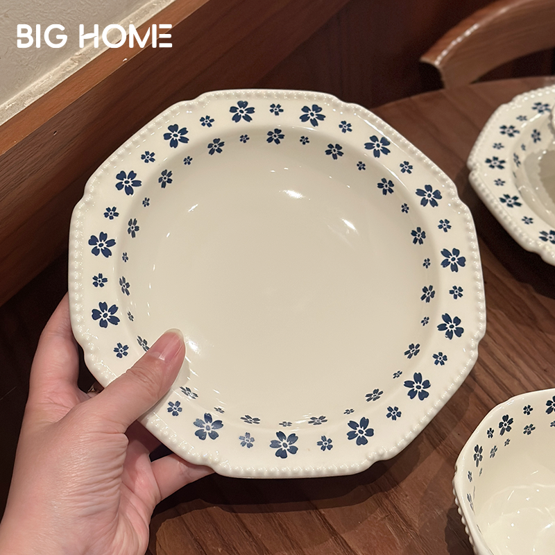 日式复古陶瓷深盘！家用菜盘子高颜值餐具米饭碗盘子乔迁新居汤盘,餐饮具,盘,淘宝优惠券,粉丝福利购,淘宝优惠卷