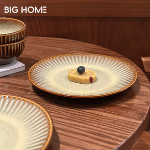 德士敦窑变焦糖色圆盘！耐高温牛排平盘西餐盘陶瓷意面早餐菜盘子