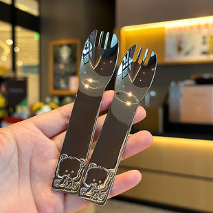 宝宝爱上吃饭~吃水果的勺叉儿童卡通小熊同316级别不锈钢勺子叉子