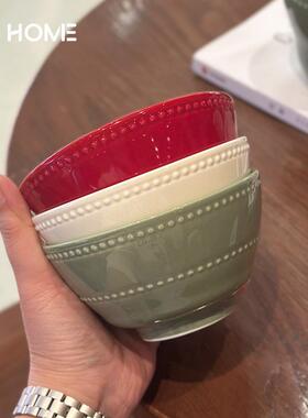 高颜值精致小碗陶瓷吃米饭早餐蒸蛋碗麦片水果喝粥碗红色乔迁新年