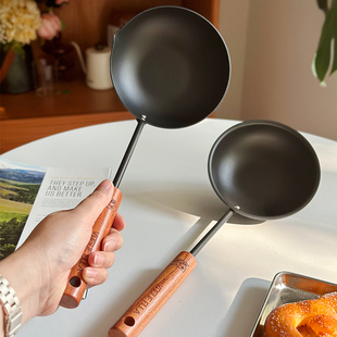 手持泼油锅！无涂层精铁家用小锅热油专用淋油烧油煎蛋肉饼泼油勺