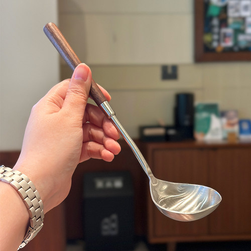 胡桃木304不锈钢火锅小汤勺粥勺