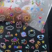 新款 多巴胺美甲贴纸3D立体浮雕可爱笑脸表情指甲装 饰品小图案背胶