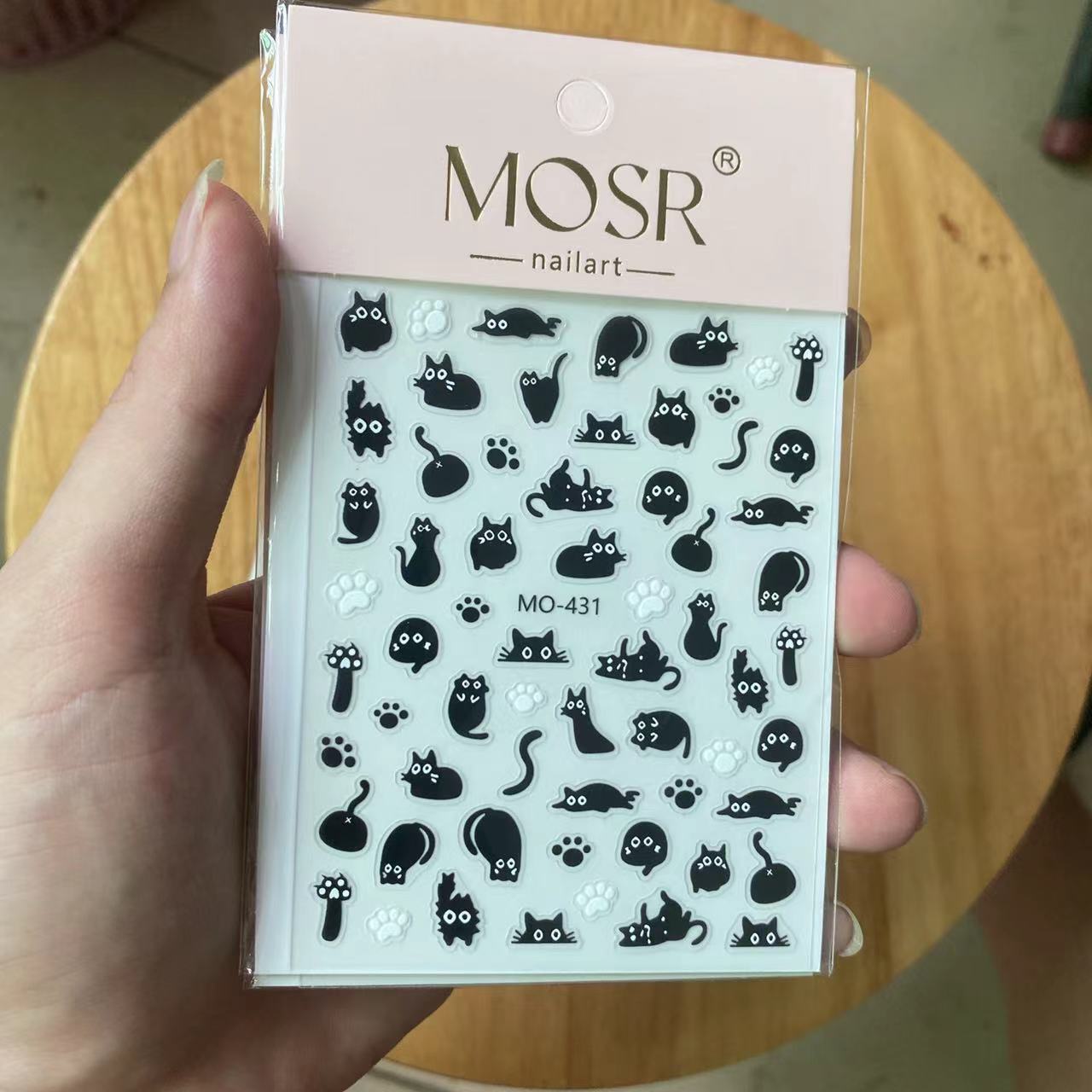 小黑猫炸毛黑毛球网红经典贴纸可爱小猫贴纸浮雕立体小动物指甲