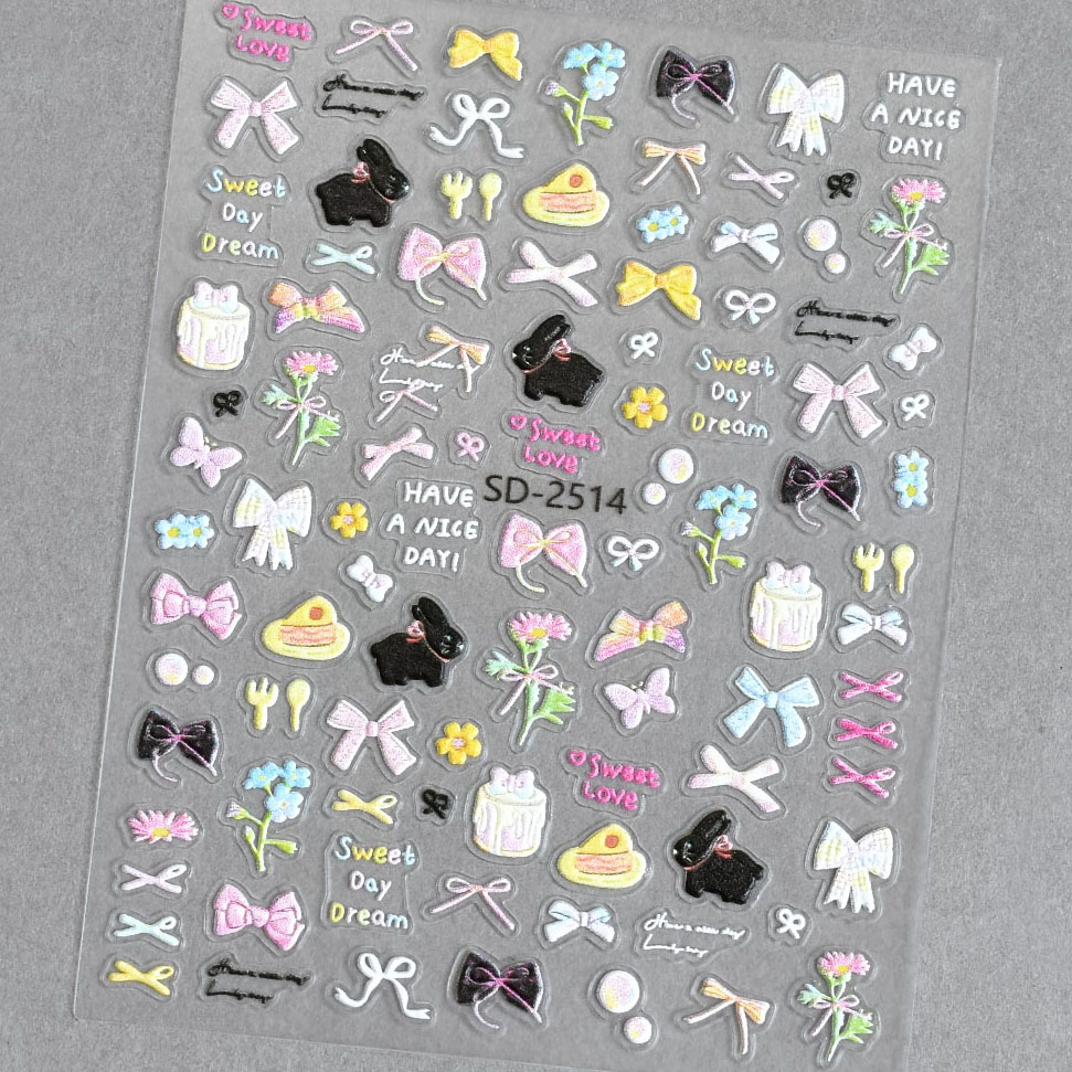 美甲贴纸可爱爆款粉粉蝴蝶结