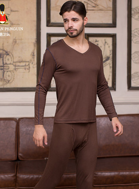 GP企鹅卫队 男款V领莫代尔厚款保暖内衣套装 GMN11320