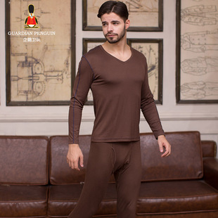 GP企鹅卫队 男款V领莫代尔厚款保暖内衣套装 GMN11320