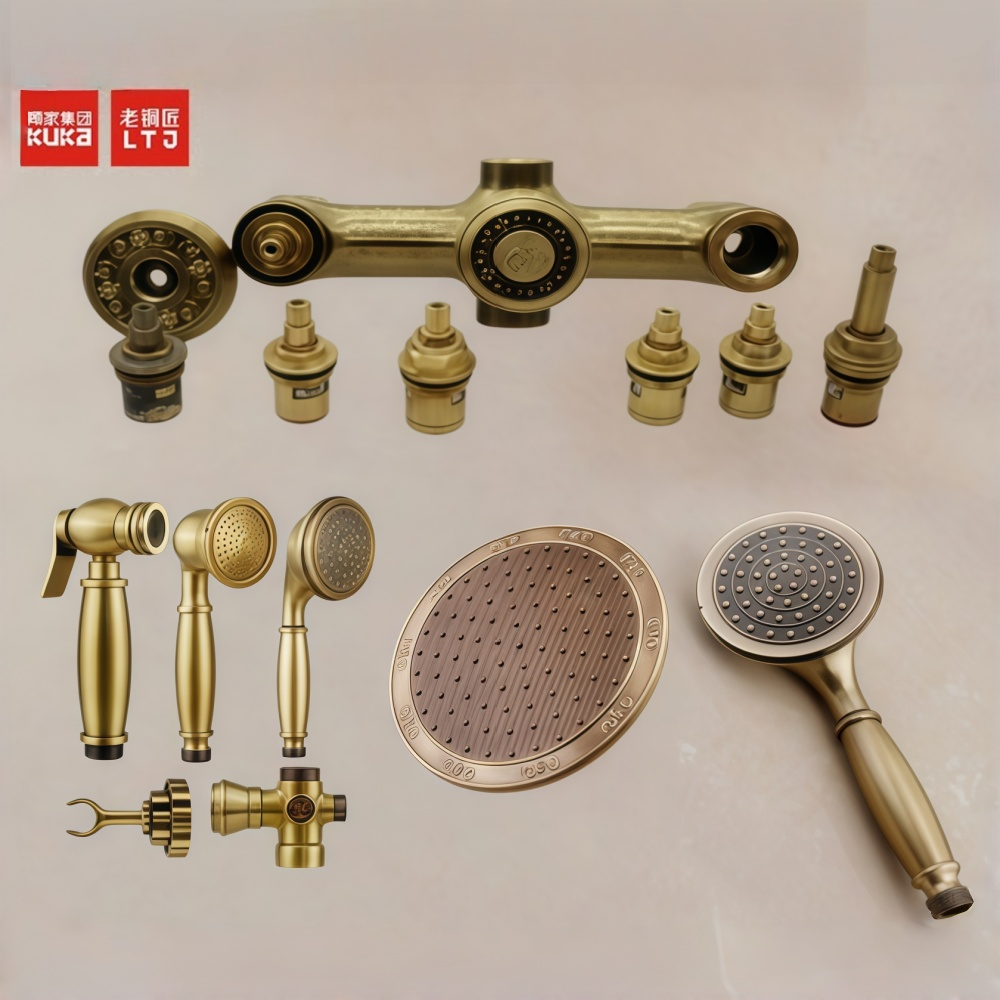 老铜匠花洒阀芯龙头漏水配件全铜手喷花洒大顶喷手持支架软管配件
