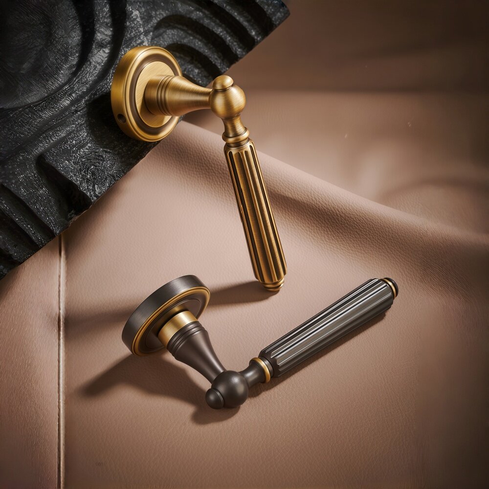 纯铜美式分体锁法式金色分体锁圆面板木门锁全铜雕花锁仿古房室内