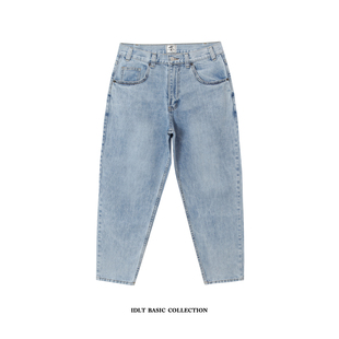 牛仔裤 IDLT 原创萝卜裤 高质重磅浅蓝色锥形宽松牛仔裤 复古男 90S