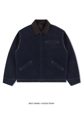 IDLT 原色牛仔 底特律棉服 防褪色 水洗撞色领宽松工装夹克厚外套