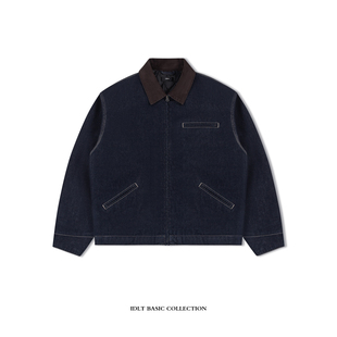 水洗撞色领宽松工装 IDLT 防褪色 底特律棉服 夹克厚外套 原色牛仔