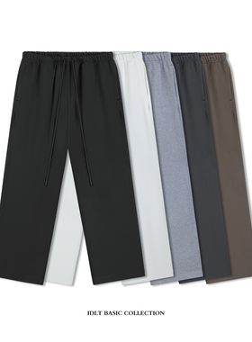 IDLT 阔腿卫裤400g全棉宽松运动休闲裤街头基础款简约潮男ins