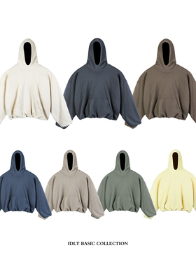 IDLT 加绒版 短宽大廓形双层帽衫卫衣男女侃爷OVERSIZE街头潮 INS