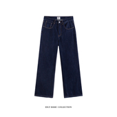 IDLT 宽松微喇12.5oz原色水洗高品质深蓝色牛仔裤 2021M阔腿潮男女