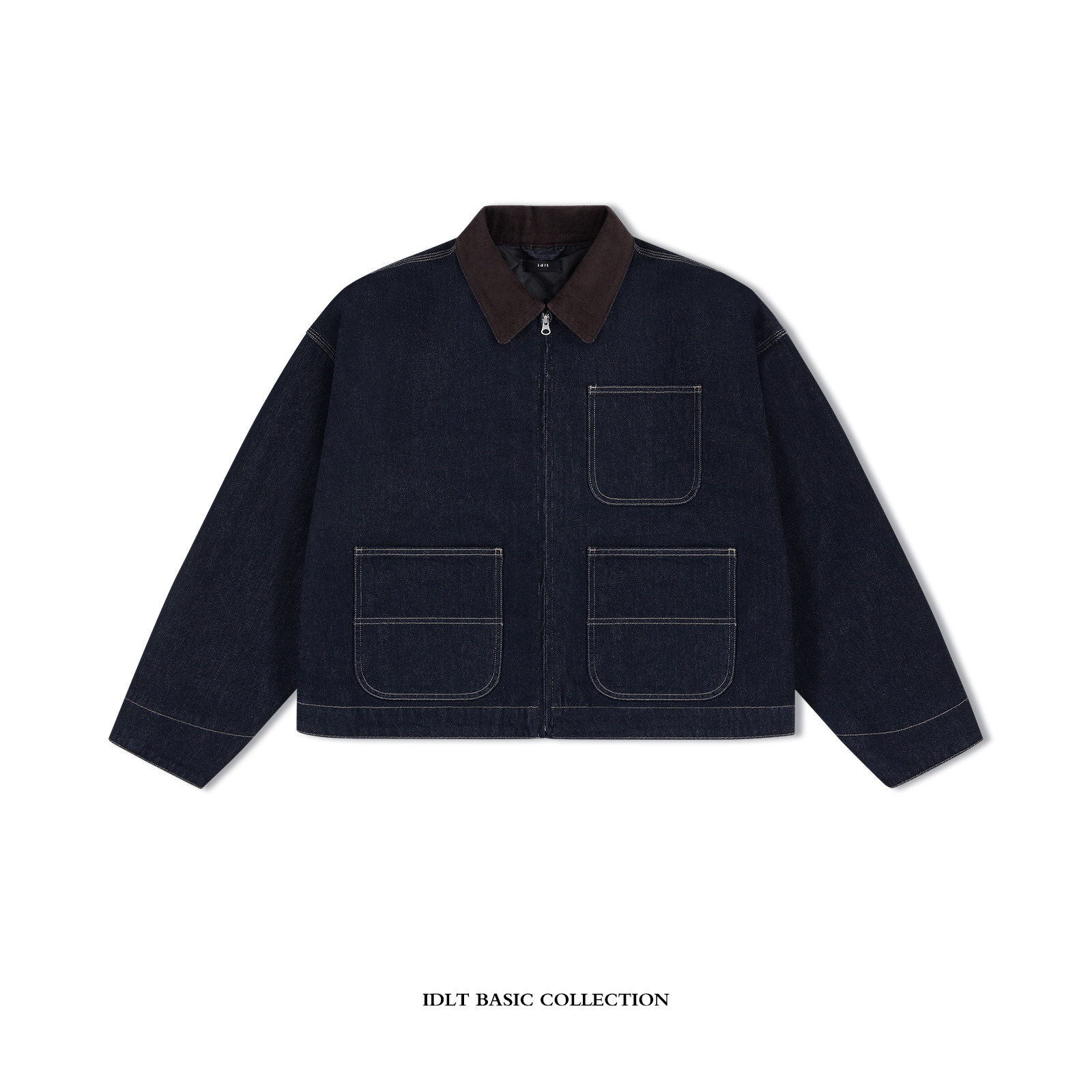 IDLT 短宽工装夹克 莱赛尔原色牛仔廓形宽松多袋翻领外套欧美 潮,男装,牛仔外套,淘宝优惠券,粉丝福利购,淘宝优惠卷