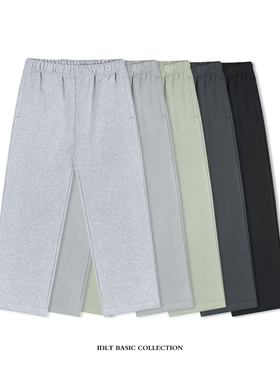 IDLT 宽松阔腿直筒 400g运动休闲裤运动加绒黑灰街头基础简约潮男