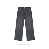 IDLT 宽松微喇泥染水洗高品质复古牛仔裤 2021M阔腿潮cleanfit男女