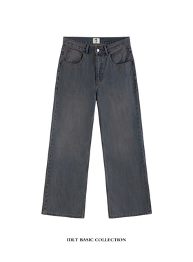 IDLT 宽松微喇泥染水洗高品质复古牛仔裤2021M阔腿潮cleanfit男女