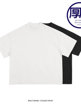 IDLT【廓形】354g重磅落肩宽松短袖T恤 白tee高密厚特加大码潮ins