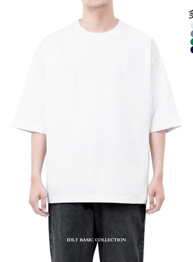 IDLT 【大廓形】宽松落肩 重磅全棉短袖T恤加大码白色男女CITYBOY