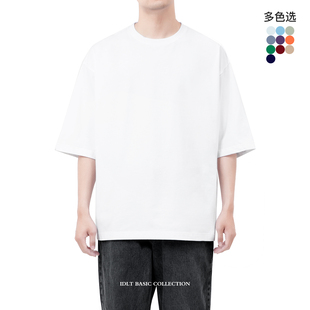 T恤加大码 IDLT 重磅全棉短袖 宽松落肩 白色男女CITYBOY 大廓形