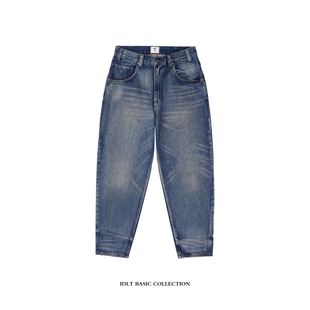 男 IDLT 黄泥洗宽松萝卜裤 高质重磅锥形宽松牛仔裤 街头潮ins 90S