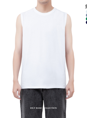 IDLT 无袖T恤 高品质宽松背心全棉TEE 基础款BV绿黑白色男女潮ins