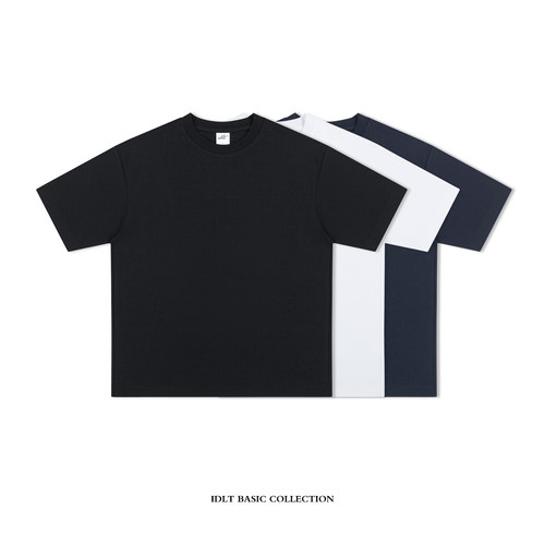 IDLT 落肩宽松「80支长绒棉」高品质液氨双面布纯色T恤简约休闲潮