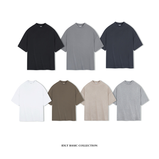 290g重磅落肩宽松圆领全棉短TEE百搭街头潮 小半高领 IDLT 大廓形